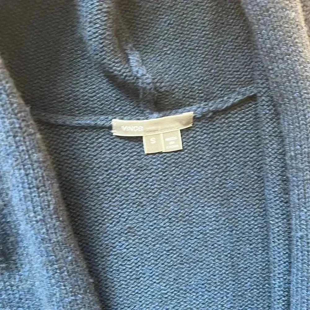 Vince Wool Cashmere Hooded Cardigan Navy Blue